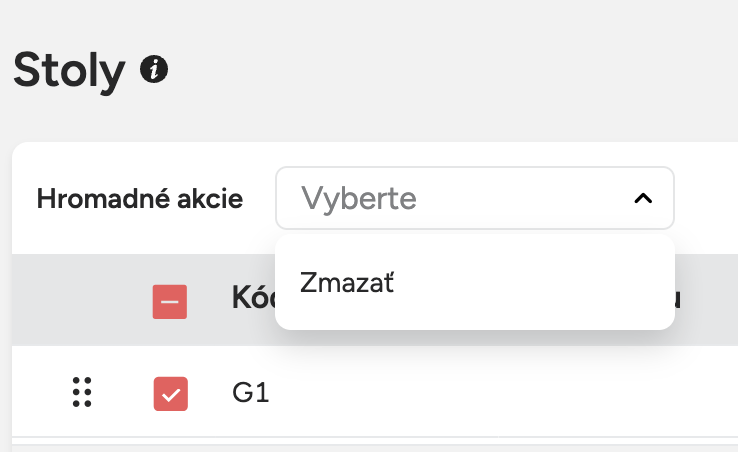 Úprava a hromadné akcie pri stoloch